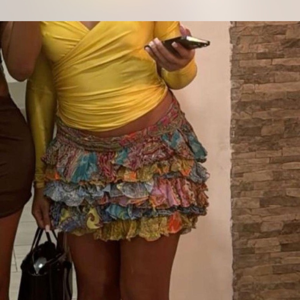 Zara Pink Bubble Mini Skirt with Ruffled Tiers